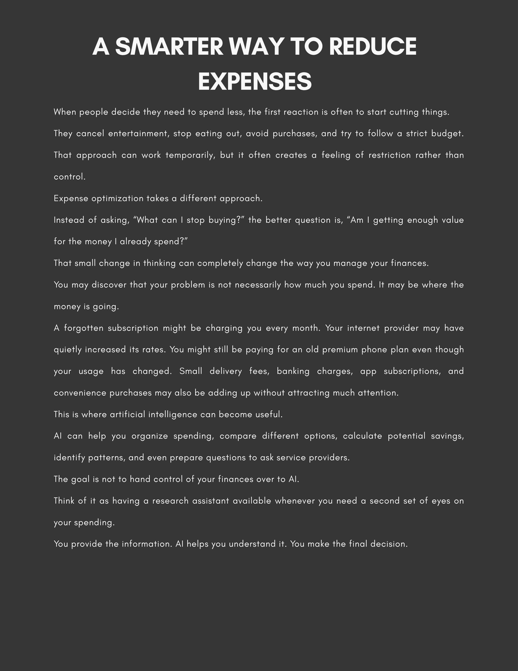 AI-Driven Expense Optimization Manual