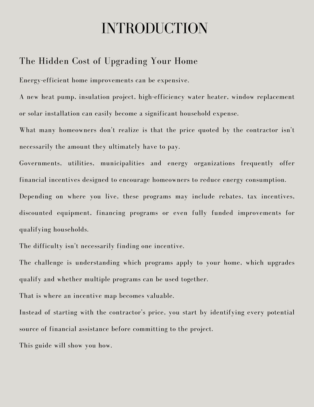 Green Energy Household Financial Incentives